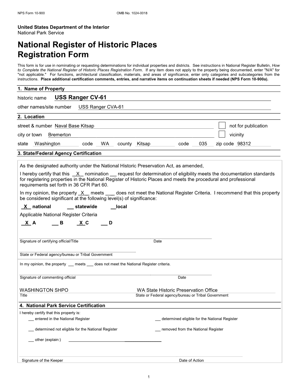 National Register of Historic Places Registration Form