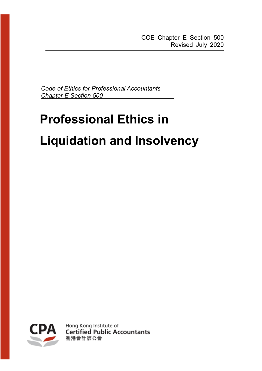 Professional Ethics in Liquidation and Insolvency