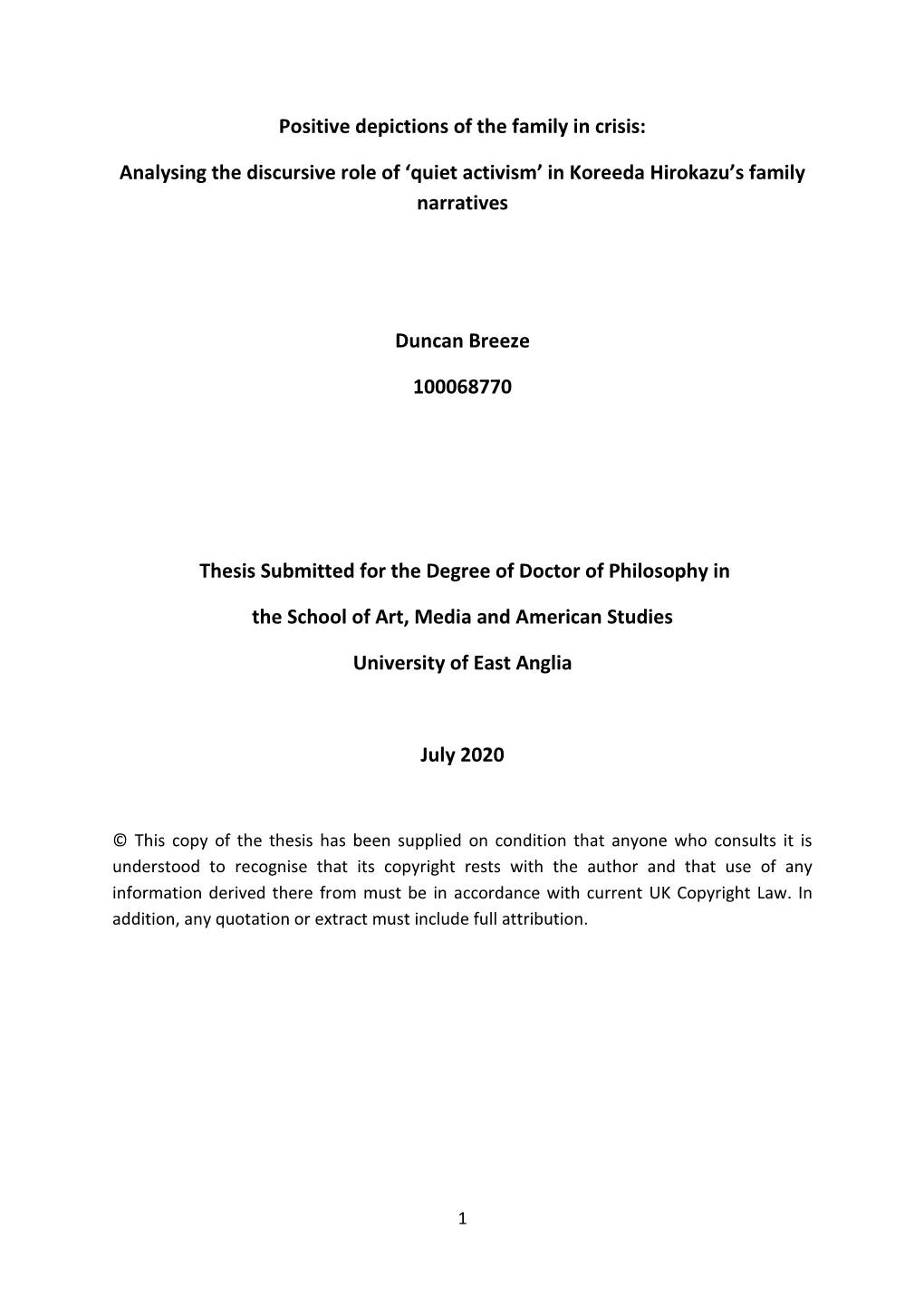 Analysing the Discursive Role of 'Quiet Activism' in Koreeda Hirokazu's Fami