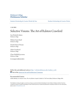 Selective Visions: the Art of Ralston Crawford Sara Elizabeth Adams Dickinson College