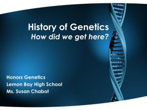 History of Genetics How Did We Get Here?