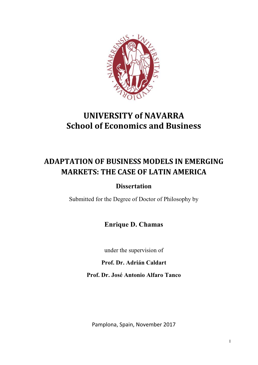 ADAPTATION of BUSINESS MODELS in EMERGING MARKETS: the CASE of LATIN AMERICA Dissertation
