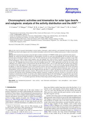 Chromospheric Activities and Kinematics for Solar Type Dwarfs and Subgiants: Analysis of the Activity Distribution and the AVR ,  