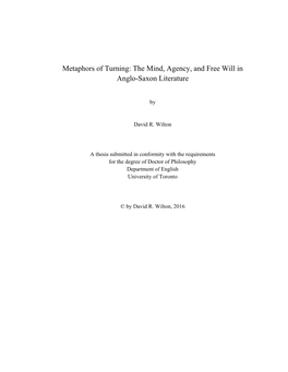 The Mind, Agency, and Free Will in Anglo-Saxon Literature