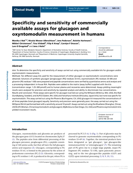 Specificity and Sensitivity of Commercially Available Assays For