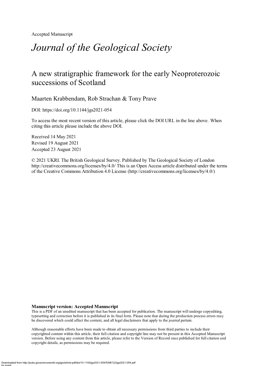 A New Stratigraphic Framework for the Early Neoproterozoic Successions of Scotland