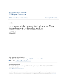 Development of a Primary Ion Column for Mass Spectrometry-Based Surface Analysis Raul A