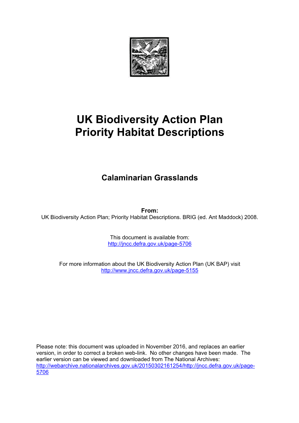 Calaminarian Grasslands (UK BAP Priority Habitat Description)