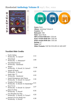 Hawkwind Anthology Volume II Mp3, Flac, Wma