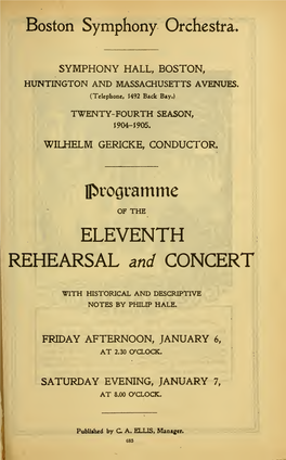 ELEVENTH REHEARSAL and CONCERT