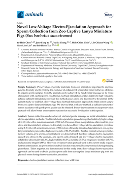 Novel Low-Voltage Electro-Ejaculation Approach for Sperm Collection from Zoo Captive Lanyu Miniature Pigs (Sus Barbatus Sumatranus)