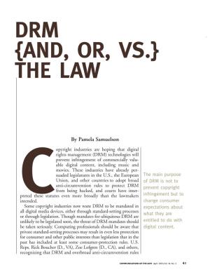 Drm {And, Or, Vs.} the Law