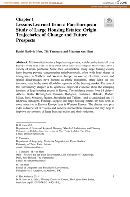 Lessons Learned from a Pan-European Study of Large Housing Estates: Origin, Trajectories of Change and Future Prospects