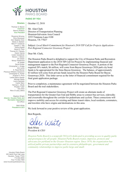 October 12, 2018 Mr. Alan Clark Director of Transportation Planning