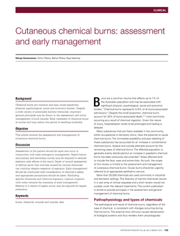 Cutaneous Chemical Burns: Assessment and Early Management