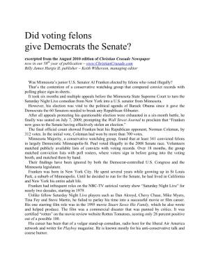 Did Voting Felons Give Democrats the Senate?