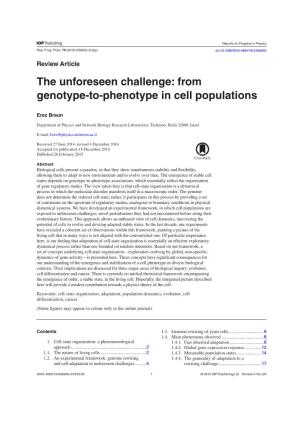 The Unforeseen Challenge: from Genotype-To-Phenotype in Cell Populations