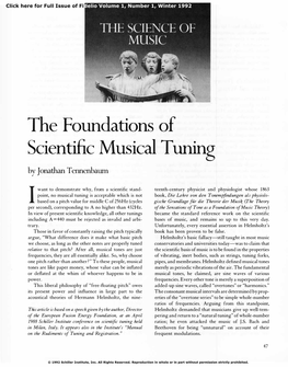 The Foundations of Scientific Musical Tuning by Jonathan Tennenbaum