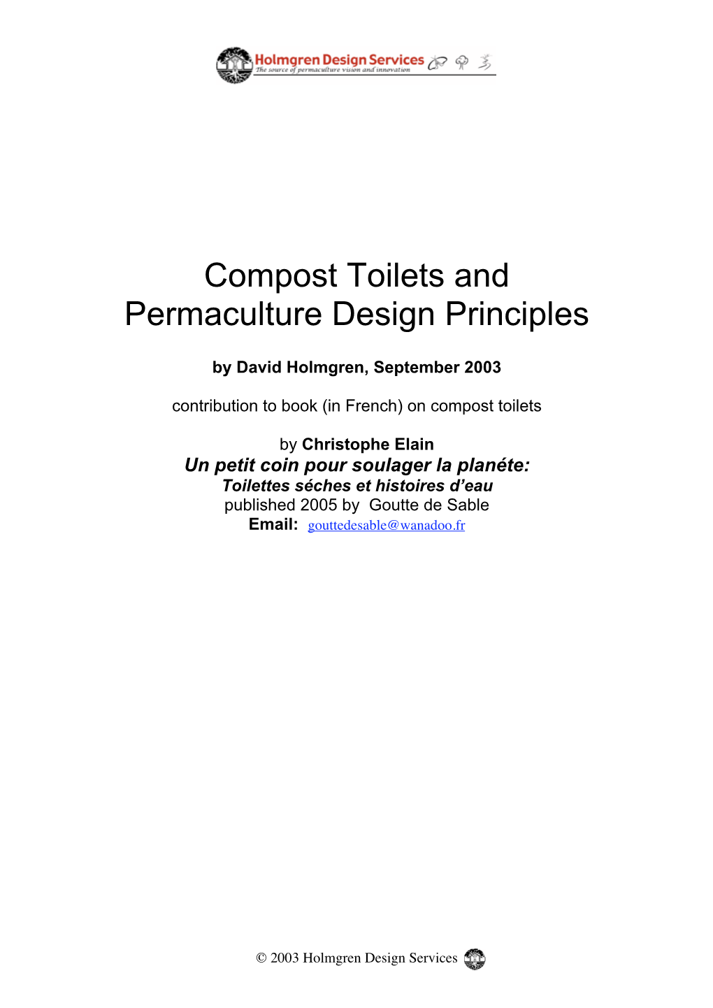 Compost Toilets and Permaculture Design Principles