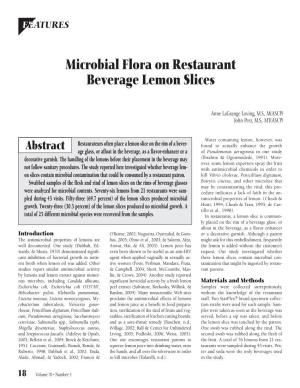 Microbial Flora on Restaurant Beverage Lemon Slices