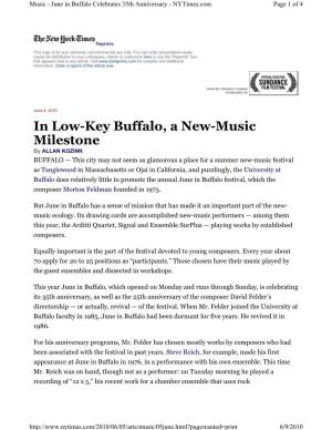 In Low-Key Buffalo, a New-Music Milestone