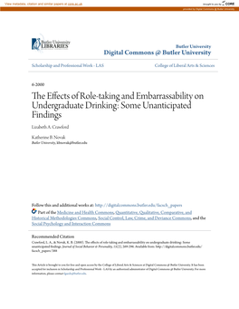 The Effects of Role-Taking and Embarrassability on Undergraduate Drinking: Some Unanticipated Findings