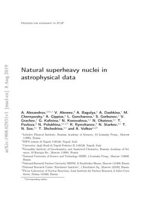 Natural Superheavy Nuclei in Astrophysical Data