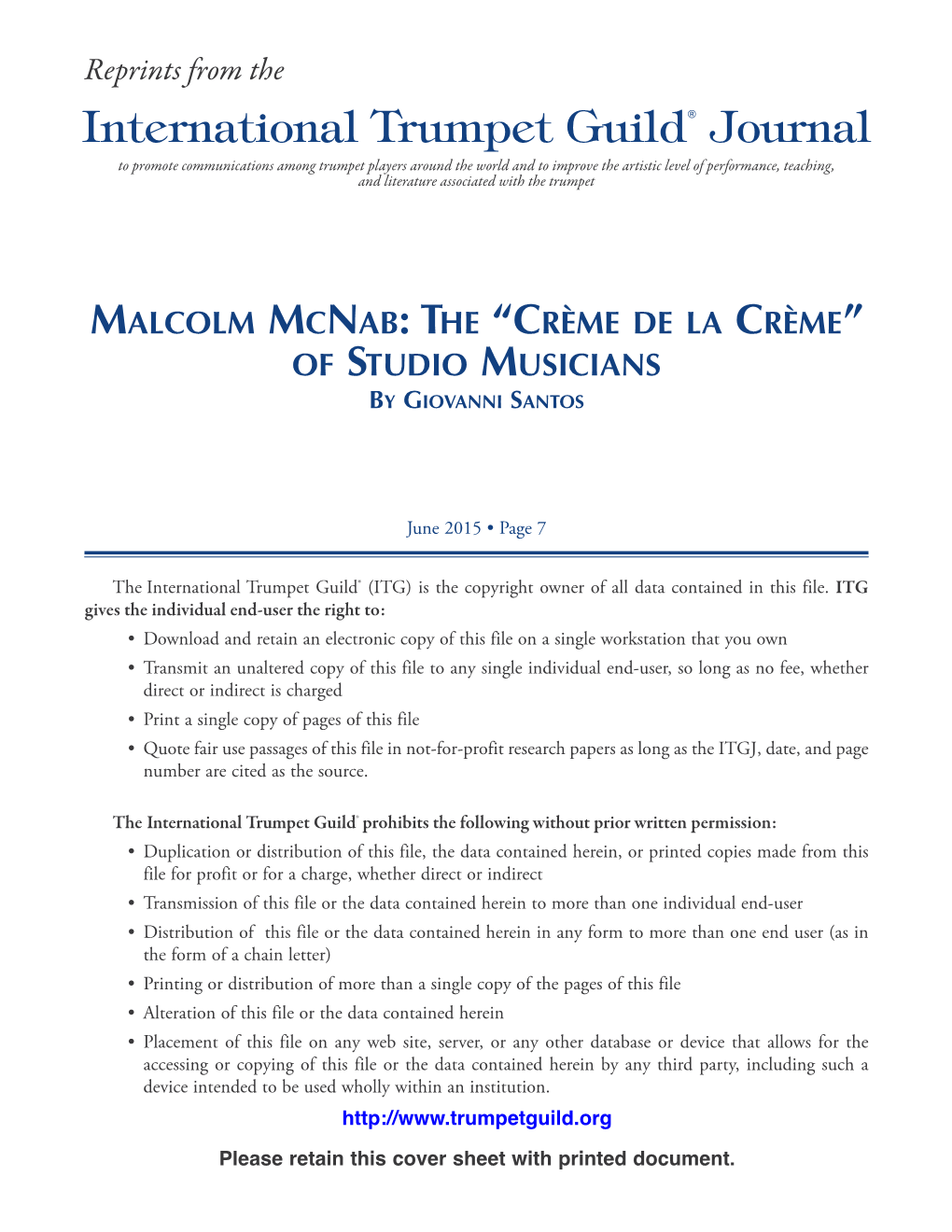 Malcolm Mcnab : the “Crème De La Crème ” of Studio Musicians by Giovanni Santos