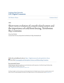 Short-Term Evolution of a Marsh Island System and the Importance of Cold