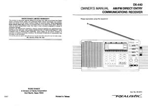 Realistic Dx-440 User Manual