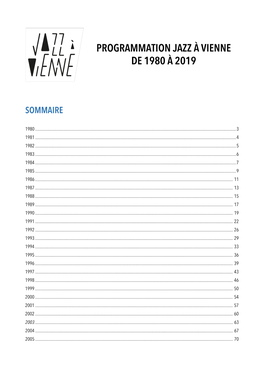 Programmation Jazz À Vienne De 1980 À 2019