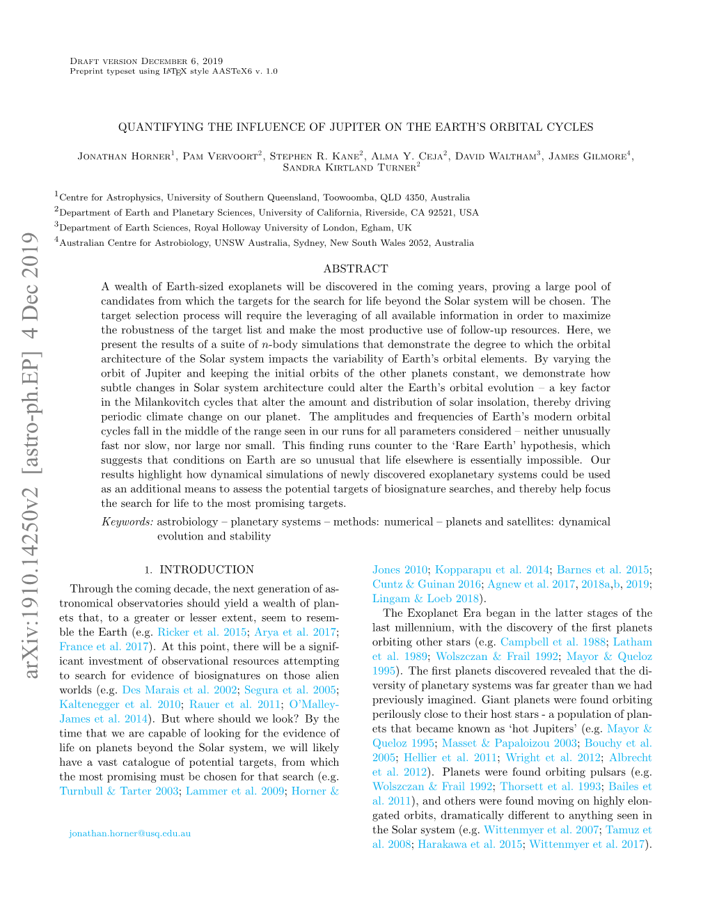 Quantifying the Influence of Jupiter on the Earth's Orbital Cycles