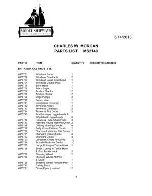 3/14/2013 Charles W. Morgan Parts List Ms2140