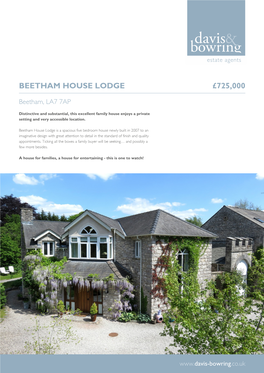 Beetham House Lodge, Beetham