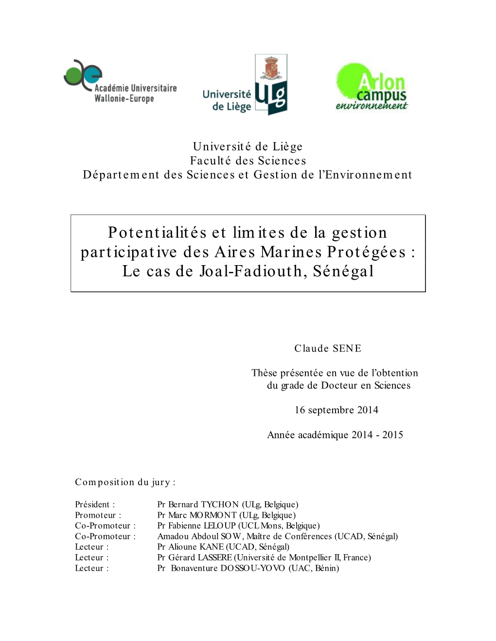 Potentialités Et Limites De La Gestion Participative Des Aires Marines Protégées : Le Cas De Joal-Fadiouth, Sénégal