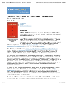 Religion and Democracy on Three Continents