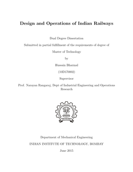 Design and Operations of Indian Railways