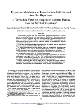 Pyrimidine Metabolism in Tissue Culture Cells Derived II. Thymidine