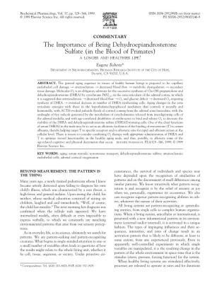 The Importance of Being Dehydroepiandrosterone Sulfate