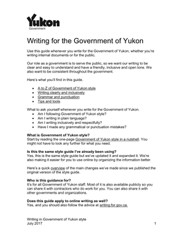 Government of Yukon Style Guide