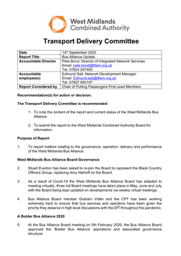 Transport Delivery Committee