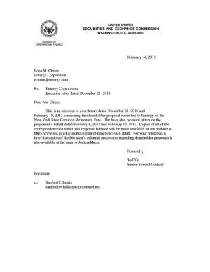 Entergy Corporation; Rule 14A-8 No-Action Letter