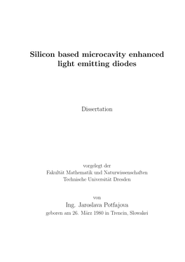 Silicon Based Microcavity Enhanced Light Emitting Diodes