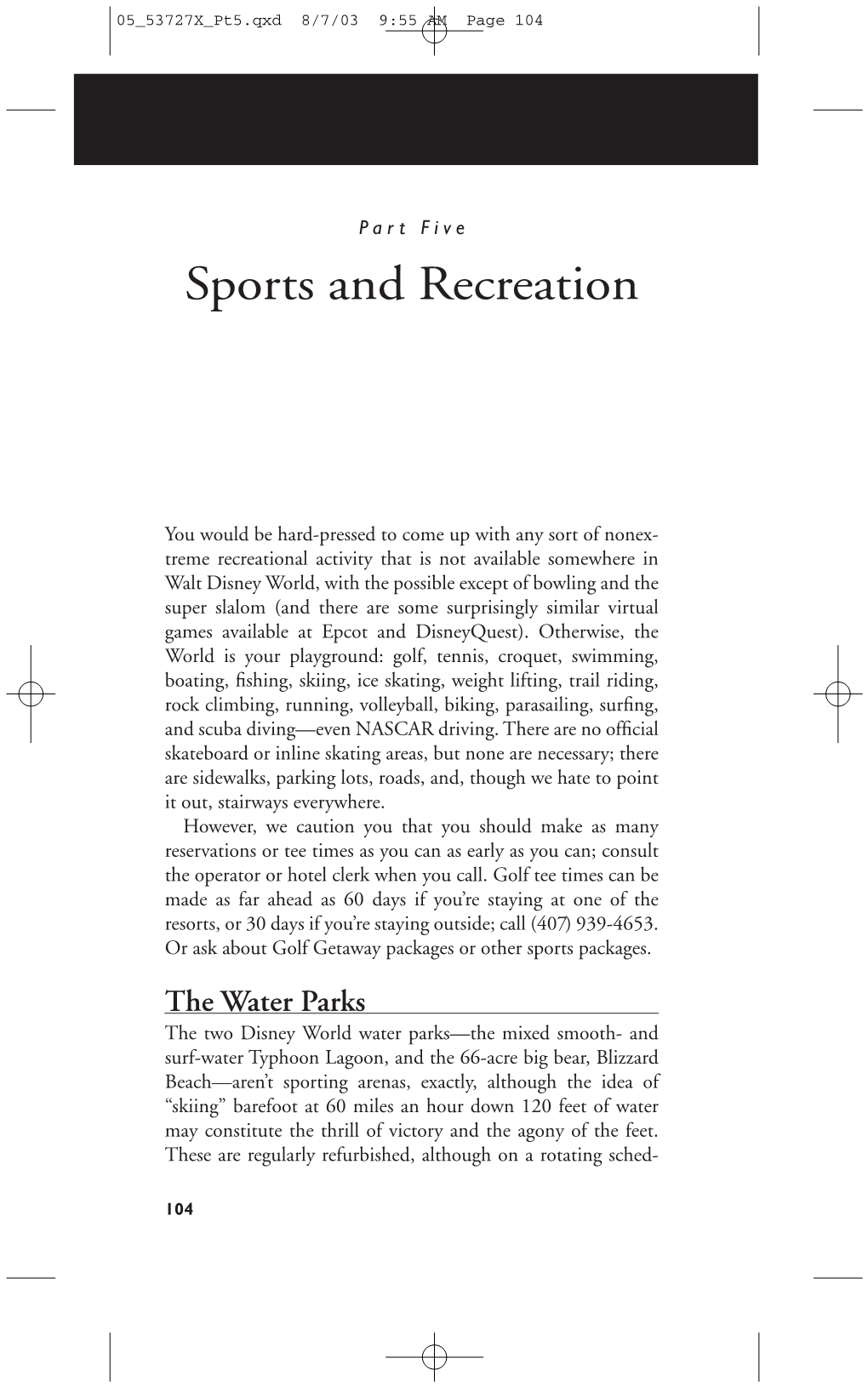 Sports and Recreation