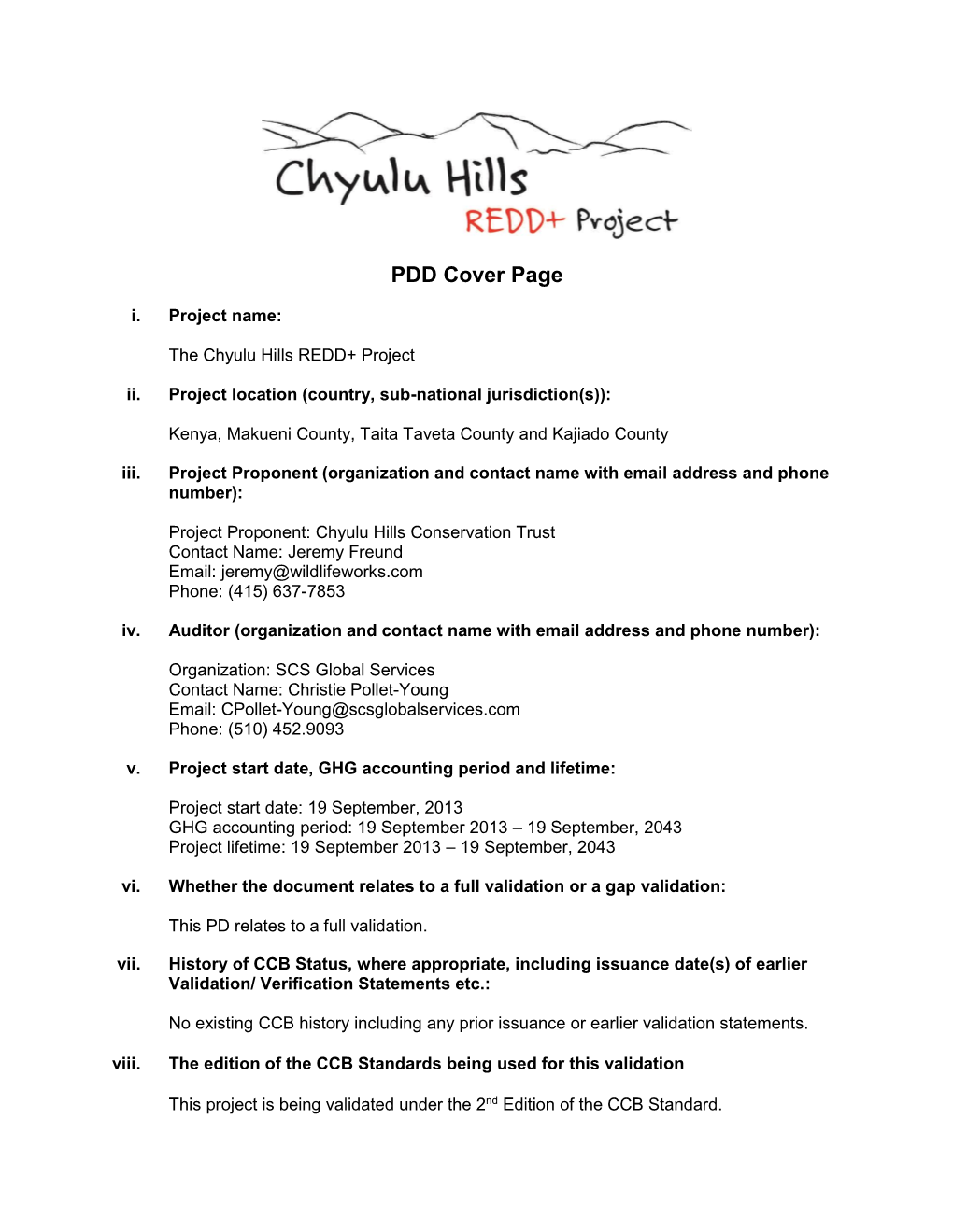 Chyulu Hills Project Description
