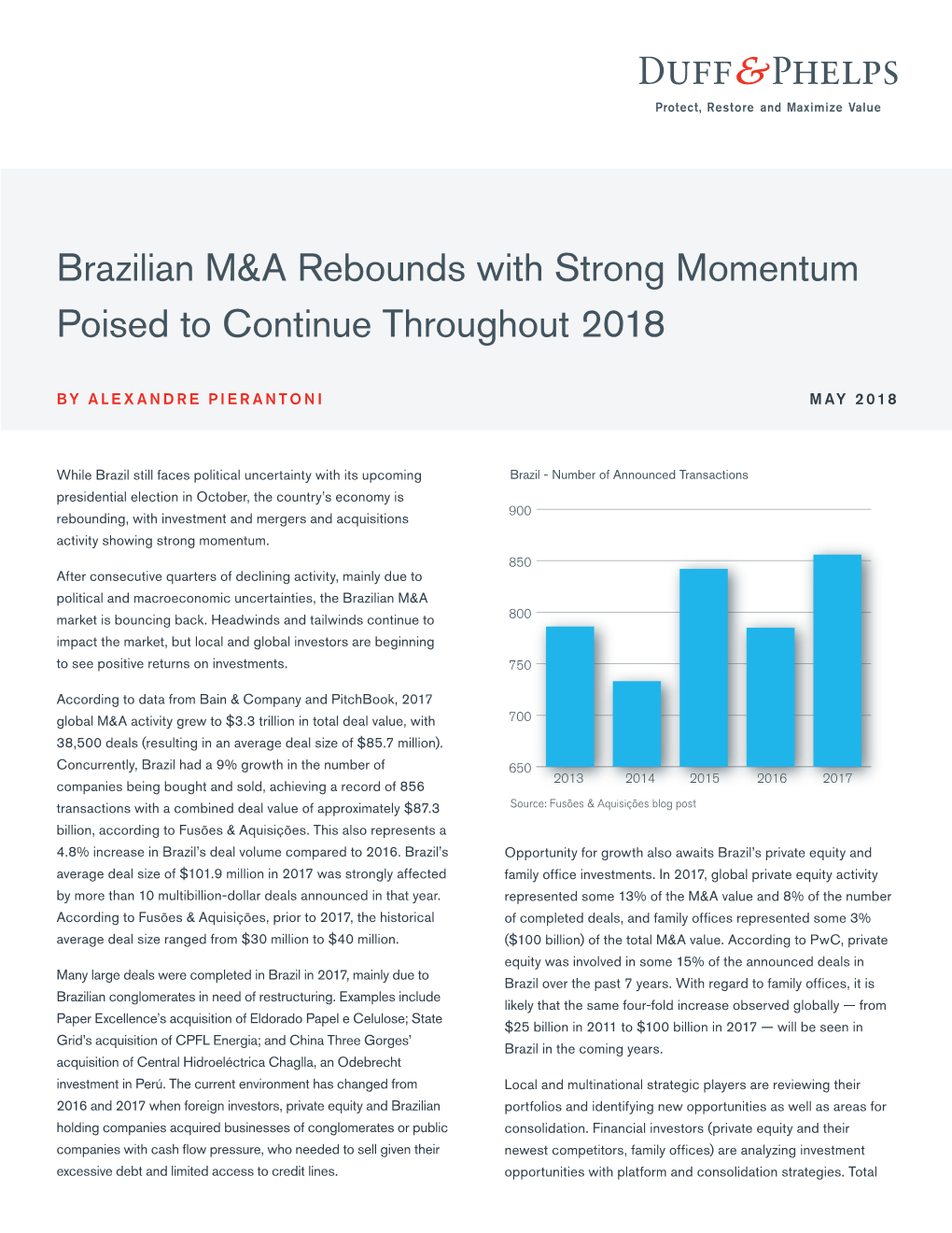 Brazilian M&A Rebounds with Strong Momentum Poised to Continue