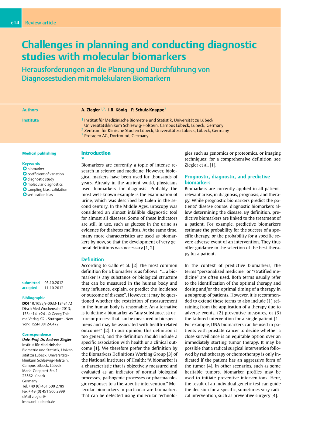 Challenges in Planning and Conducting Diagnostic Studies with Molecular Biomarkers