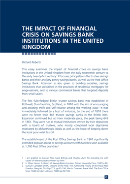 The Impact of Financial Crisis on Savings Bank Institutions in the United Kingdom