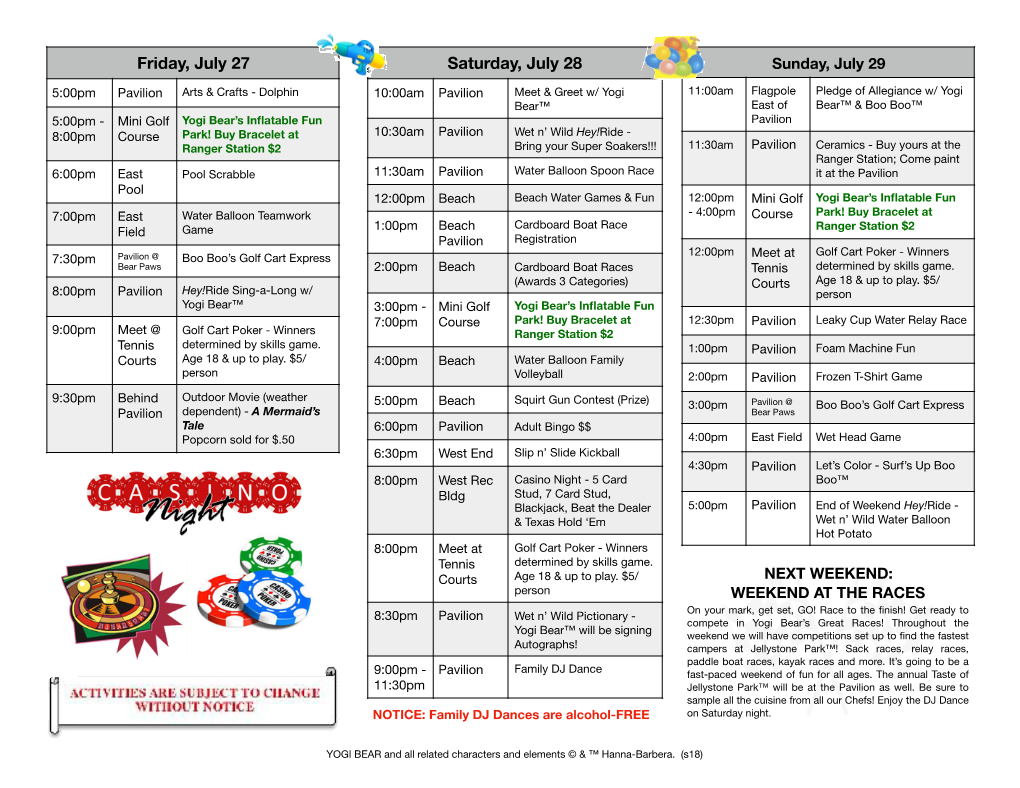 Wet N' Wild Schedule 2