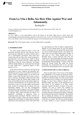 From La Vita É Bella, See How Film Against War and Inhumanity Ruobing He1, A